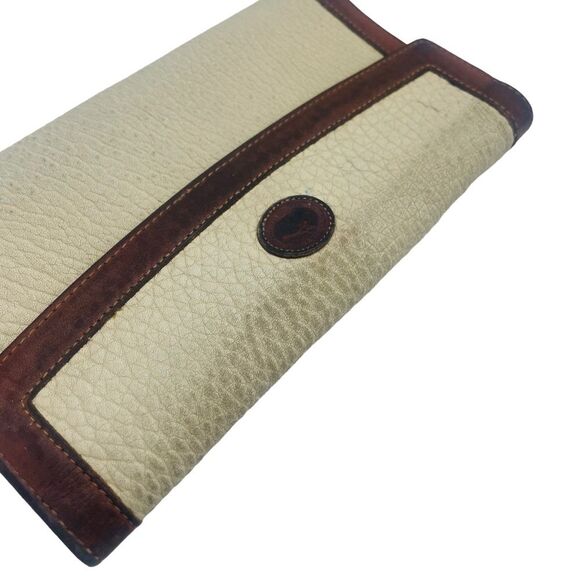 VINTAGE Dooney & Bourke Pebbled Ivory Leather With Tan Trim Classic Wallet Duck - Picture 4 of 9